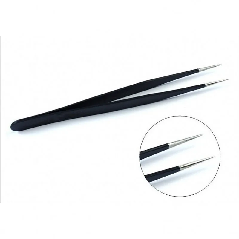 1 x Anti-Static Stainless Steel Tweezers Professional Slim Tip-point and Curved Point for Eyelash Extension Nail Art 01 | Красота и