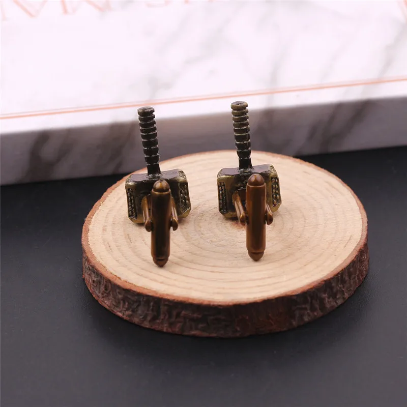 Металлические запонки Mar Thor Hammer,, Мстители, конечная съемка фильма, серия супергероев, запонки для мужчин, запонки для рубашки