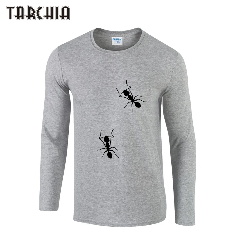 Футболка TARCHIA мужская с круглым вырезом брендовая тенниска из хлопка длинным