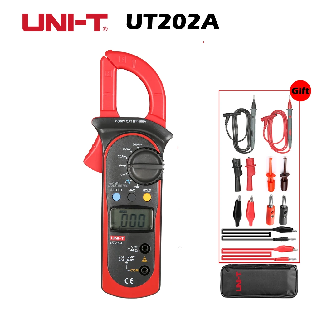 UNI-T UT202A 400-600A токовые измерительные клещи, диагностический инструмент, тест емкости er NCV, тест DC/AC, мультиметр, максимальный и минимальный режим
