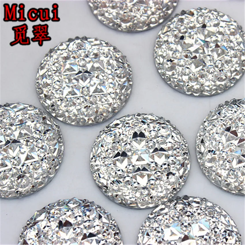 Круглые полимерные кристаллы Micui ZZ670 30 шт. 25 мм Аппликации бусины с плоским