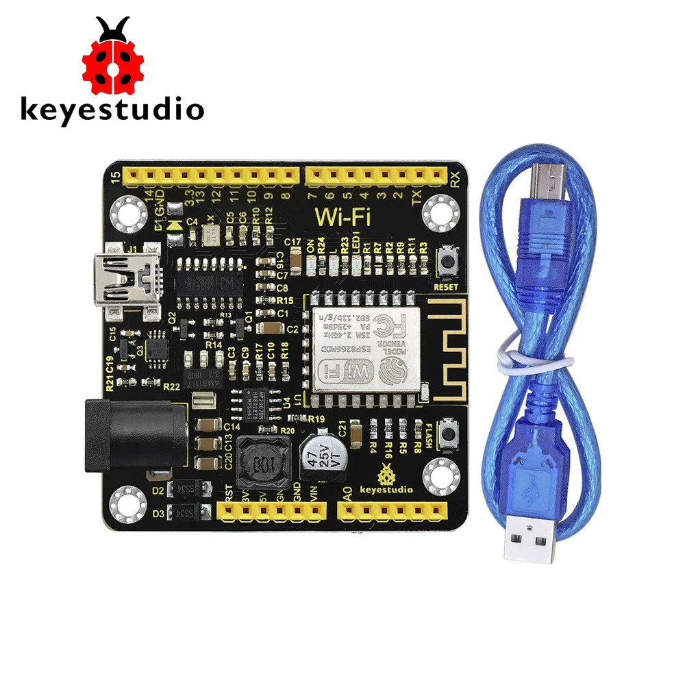 Макетная плата Keyestudio ESP8266 с Wi Fi + USB кабель для Arduino/на основе 12F WIFI/Поддержка RTOS