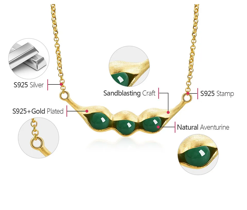 Lotus Fun реальные 925 серебро ручной работы Дизайн er Fine Jewelry натуральный зеленый камни Стручки гороха Дизайн Цепочки и ожерелья для Для женщин