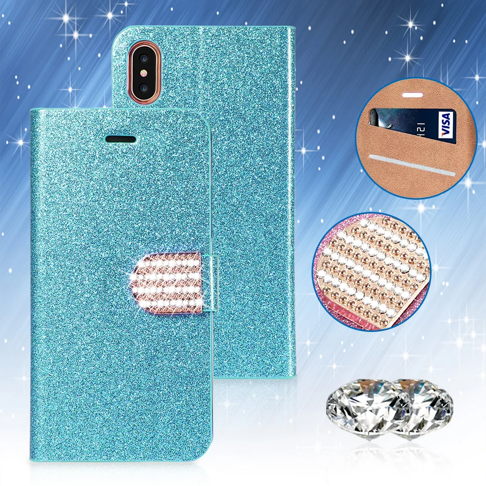 Чехол-книжка KISSCASE с блестками и бриллиантами для iPhone 6 6S Plus чехол-кошелек