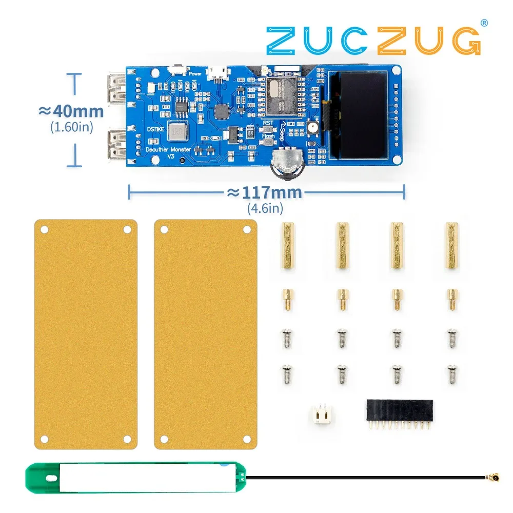 DSTIKE WiFi Deauther Monster ESP8266 1 3 OLED 8 дБ антенна 18650 power bank 2A Быстрая зарядка 2USB