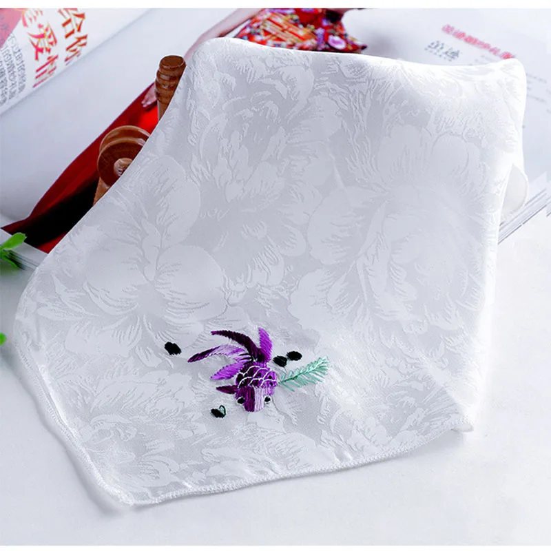 10pcs/lot 28*28cm Silk Handkerchief Chinese Soft Embroidered Towels Girl/Women Gift Bridal Favor Bachelorette | Дом и сад