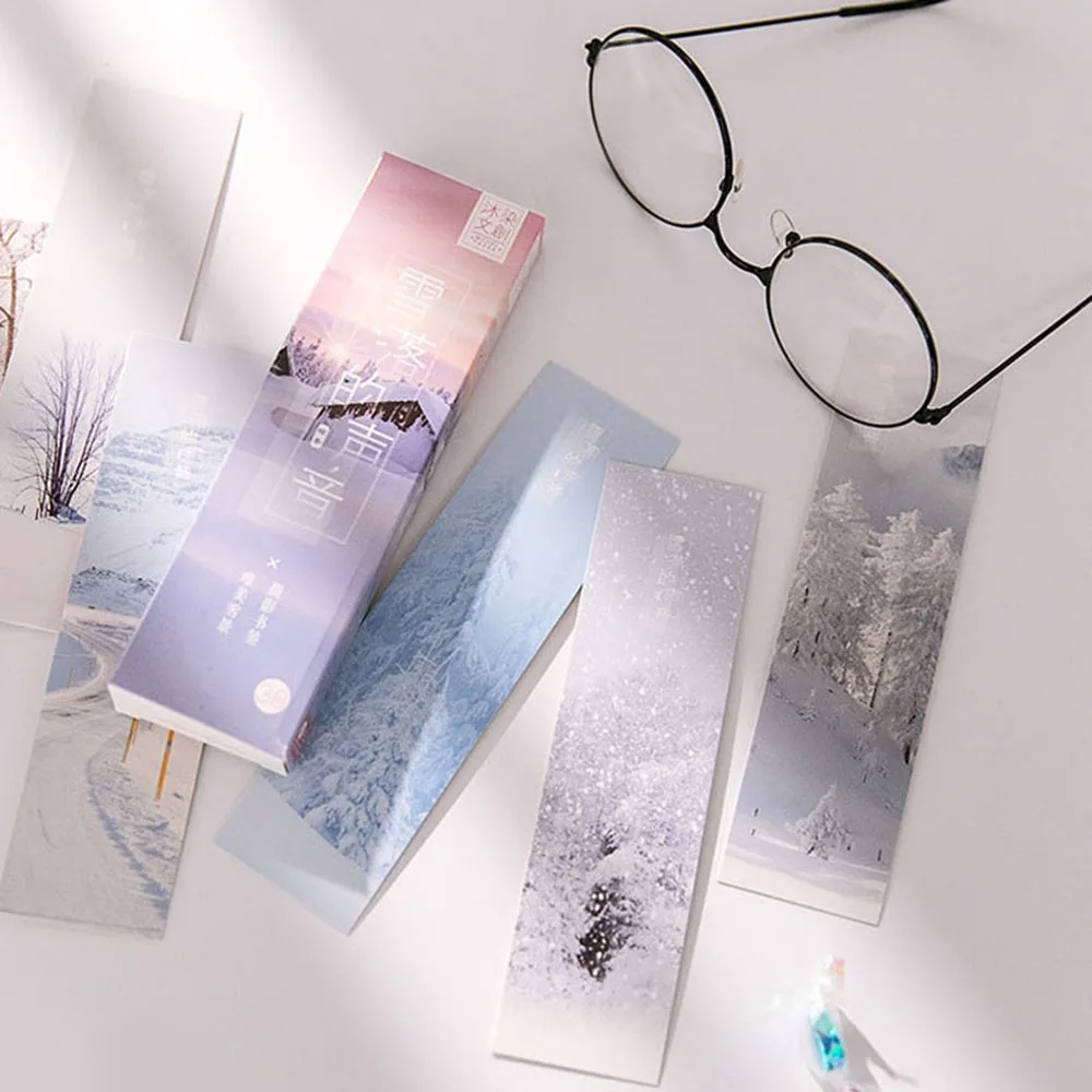 30 шт креативная зимняя снежная бумага Bookmarks для книг школьные принадлежности