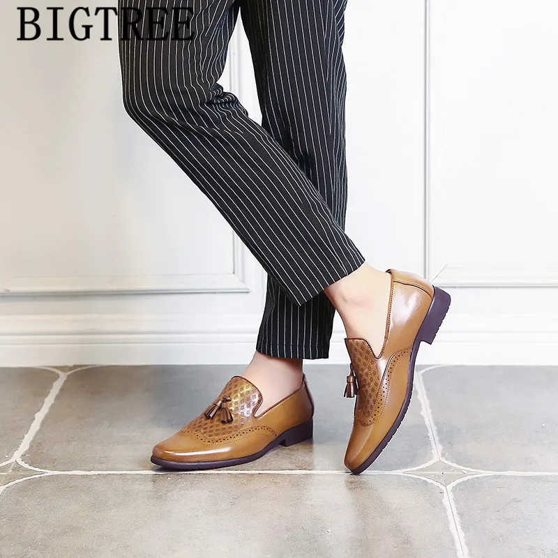 Броги мужские кожаные строгие туфли классические Лоферы свадебные Erkek I Zapatillas De