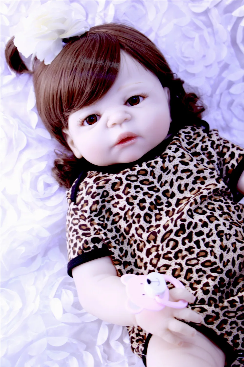 55 см полностью силиконовая кукла для новорожденных Реалистичная кудрявая