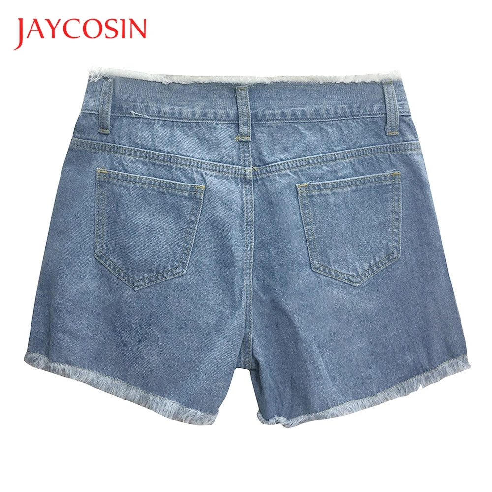 Женские джинсовые шорты JAYCOSIN синие однотонные повседневные рваные Мини-шорты на