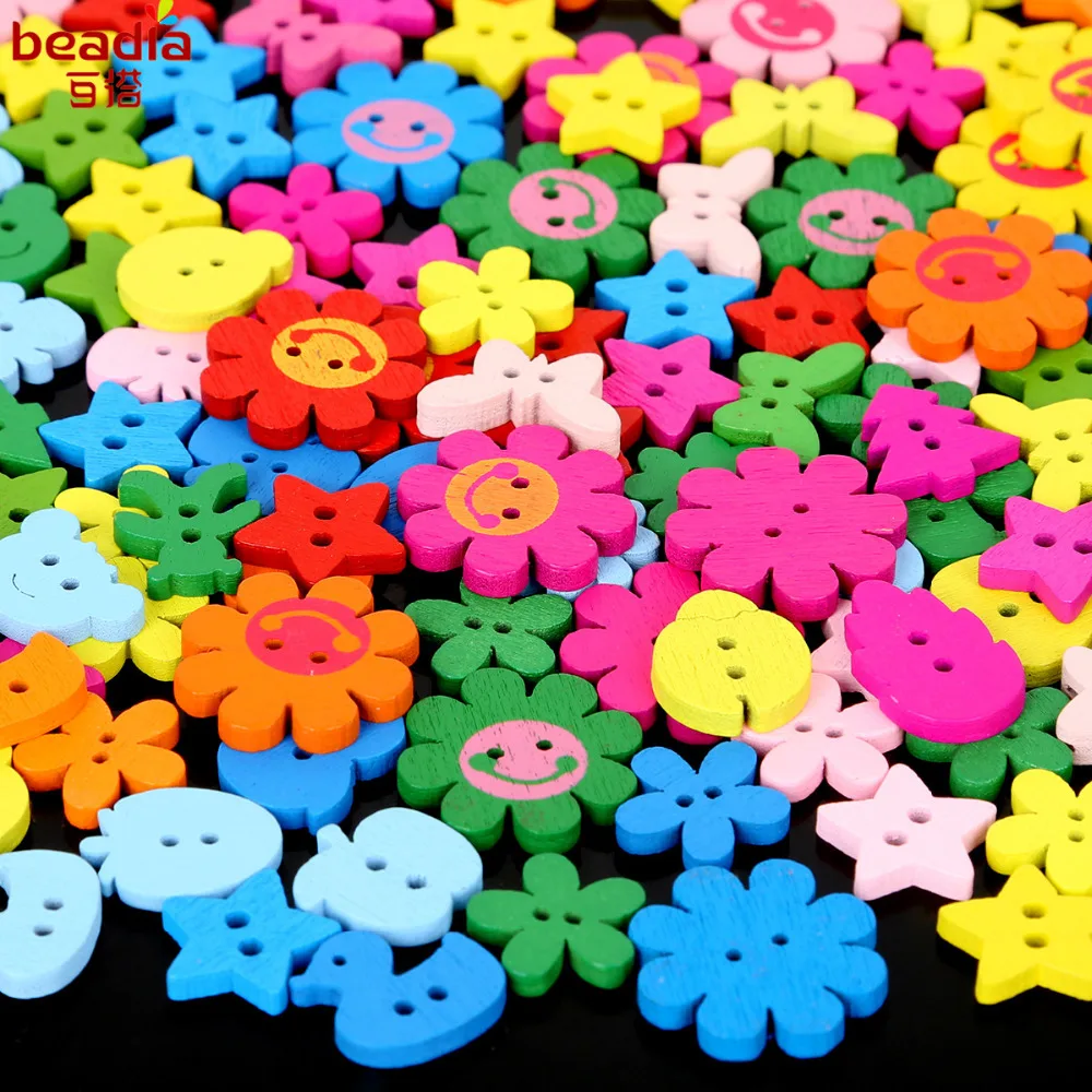 100 шт. деревянные декоративные пуговицы с двумя отверстиями | Дом и сад