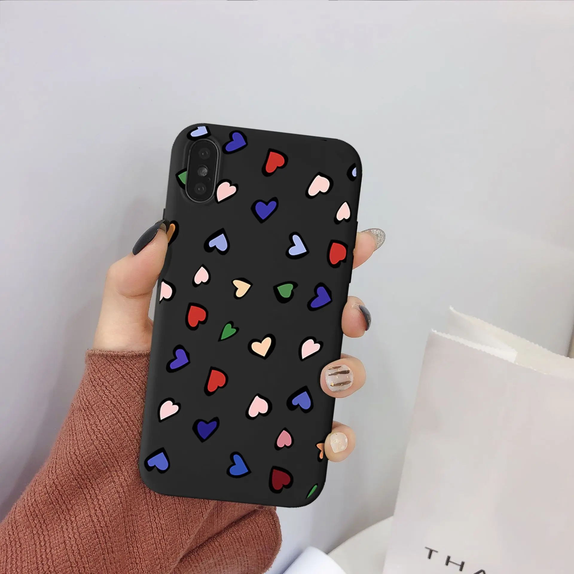 Разноцветное сердце любовь чехлы для телефонов чехол Iphone 6 S 7 8 Plus XS Max XR X мягкий