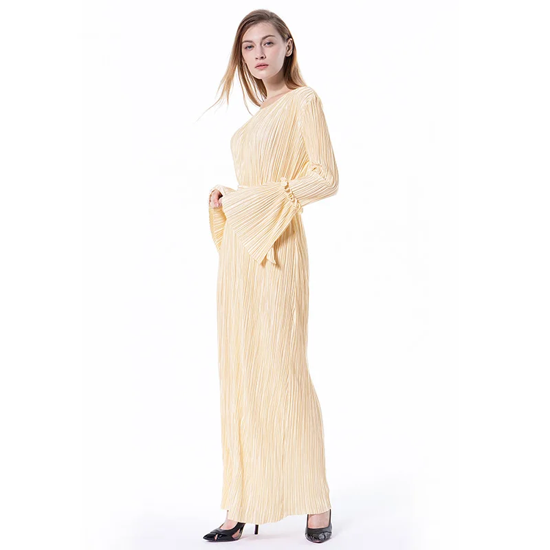 Мусульманская Мода abaya Дубай с длинным рукавом поясом максимально шелковая ткань