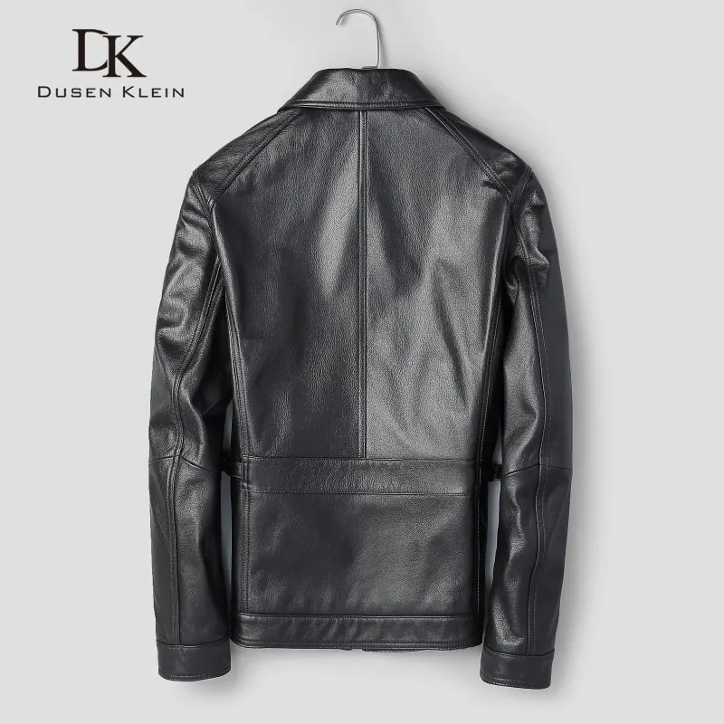 Мужская куртка из натуральной кожи Dusen Klein черная короткая коровьей на осень