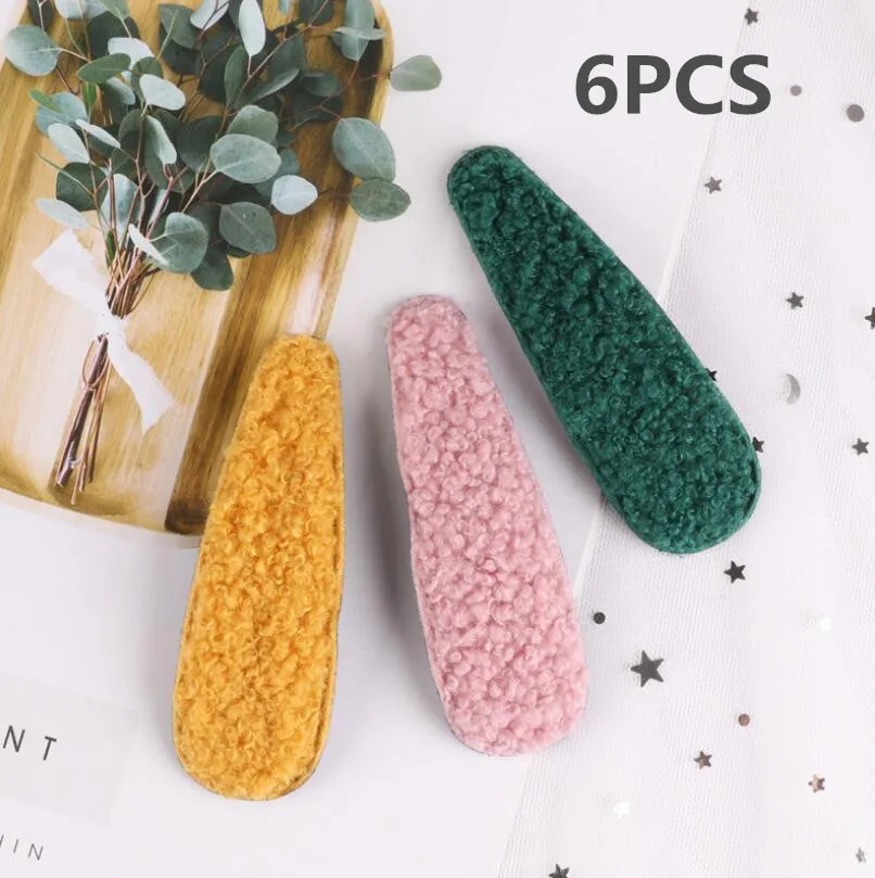 2 9 см macaroon шерсть заколка для волос Детские волосы для девочек заколка для детей и мам зимние аксессуары для волос головной убор 6 шт./лот - Цвет: 2
