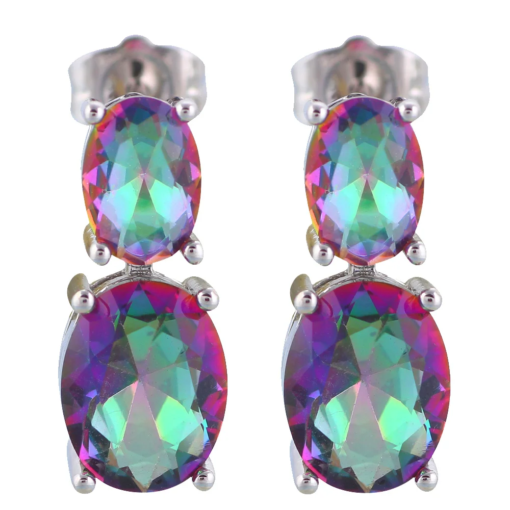 Удивительно! Радуга Циркон штампованные серебряные редкий дизайн дождь