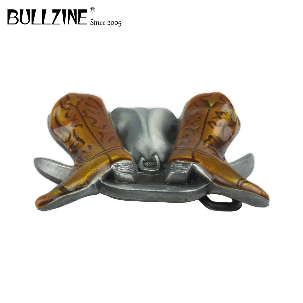Оптовая продажа ковбойские сапоги Bullzine в западном стиле пряжка ремня с оловянной