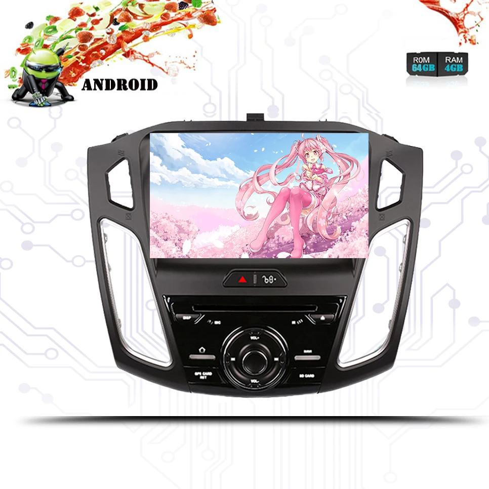 Автомагнитола 2 DIN 4 Гб ОЗУ Android 10.0Car DVD для Ford 2015 2016 2017 Focus автоаудио видео радио