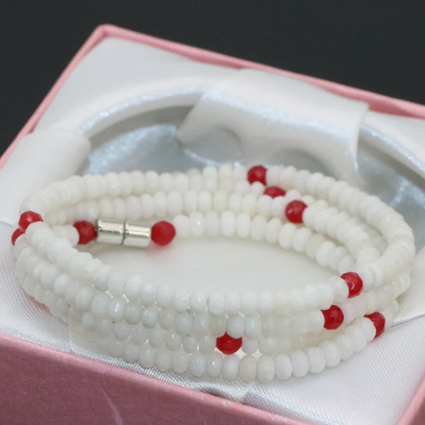 Амулеты Длинная цепочка Магнитная застежка белый нефрит халцедон Камень 2*4 мм