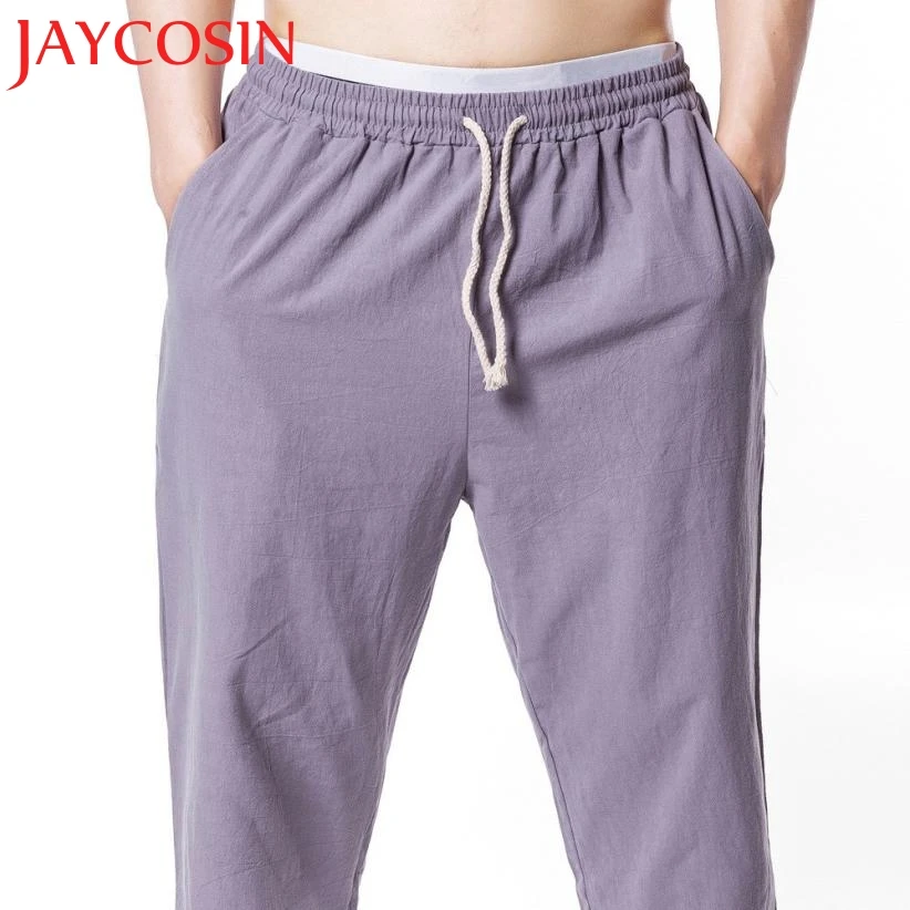 JAYCOSIN Новинка 2018 мужские спортивные льняные повседневные свободные брюки с