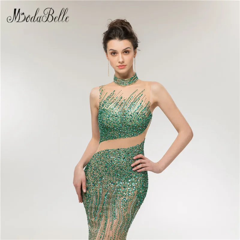 Modabelle 2018 новые тяжелые платья для выпускного вечера с бисером высоким воротом