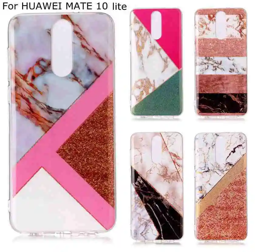 Мраморный чехол с геометрическим рисунком для Huawei mate10 lite P8lite 2017 P9 мини блестящий
