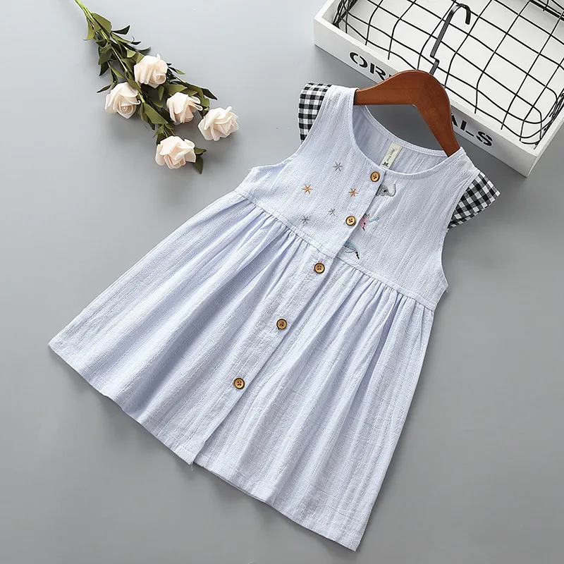 2-7 year High quality girl dress 2021 new summer casual cartoon solid kid children clothing party birthday princess | Детская одежда и