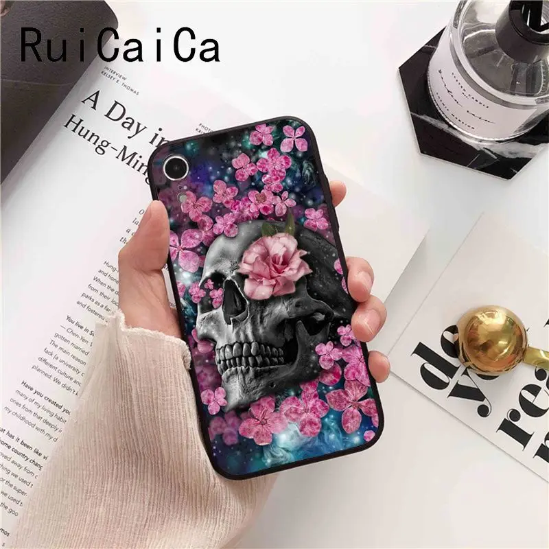 Ruicaica Цветочный Череп Модный Роскошный уникальный дизайн чехол для телефона iPhone 5