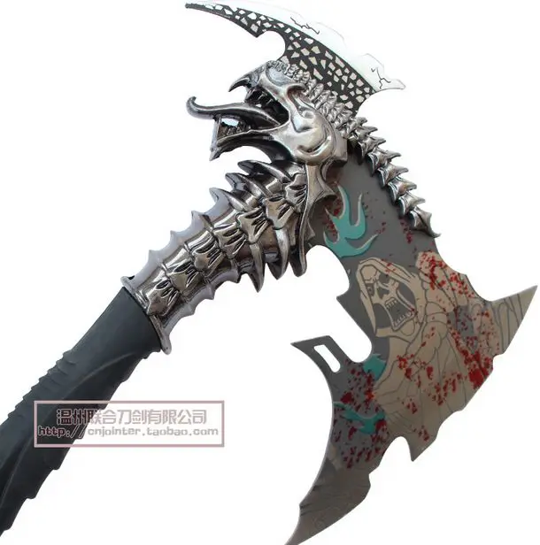 S0182 вампир демон SKULL DRAGON FANCY AXE AX черная кожаная ручка с подставкой 12 дюймов|handle