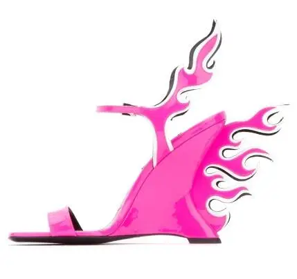 Женские босоножки на танкетке Moraima необычном каблуке с открытым носком и