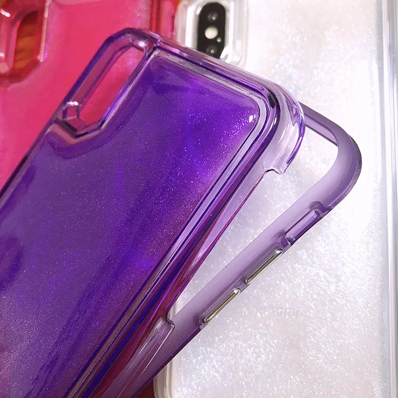 Bling Glitter Liquid Quicksand Purple White Rose Red Phone Cases for iPhone XS Max XR X 6 6S 7 8 Plus Case 2 in 1 Shockproof |