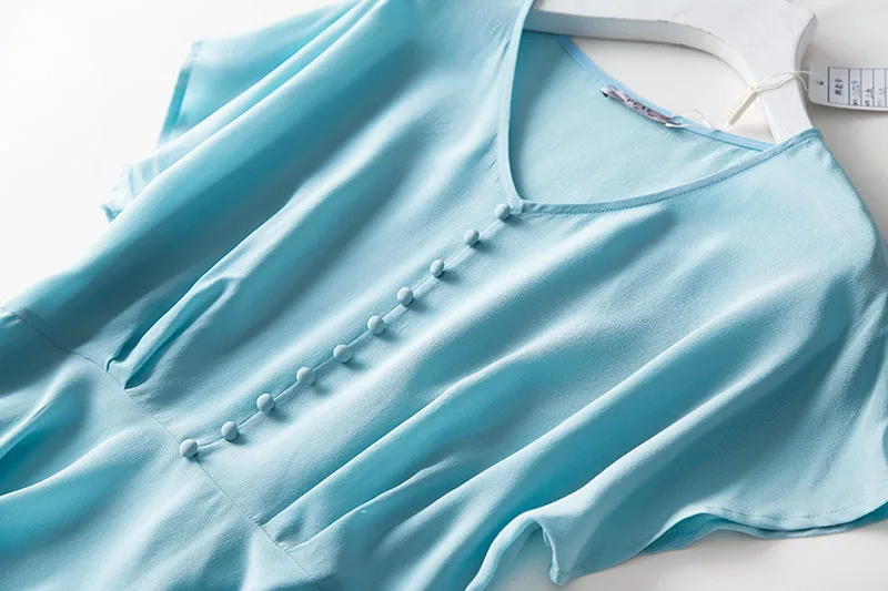 Shuchan Blusas Femininas Elegante размера плюс женская одежда из натурального шелка женская рубашка высокого качества с v-образным вырезом на пуговицах