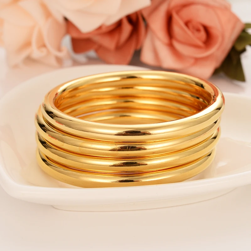 

Bangrui (4 Pieces) Wholesale Fashion Dubai Bangle Jewelry Gold Color Dubai Bracelet for Men/Women Africa Arab Items