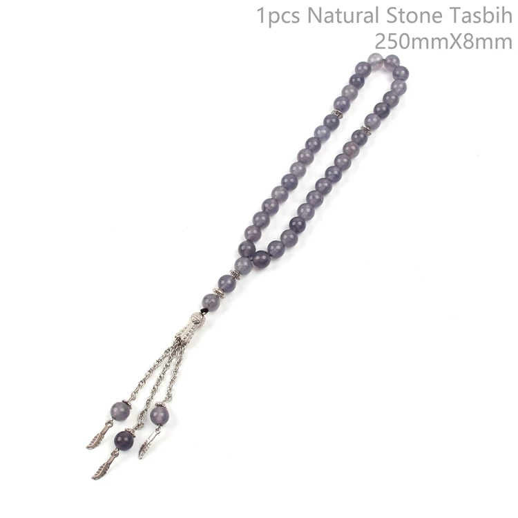 Gray FENGRISE Tasbih натуральный камень драгоценный камень тесбиг Рамадан молитвенные бусы браслет цепочка Шарм Misbaha ИД Мубарак Рамадан вечерние украшения - Цвет: Gray