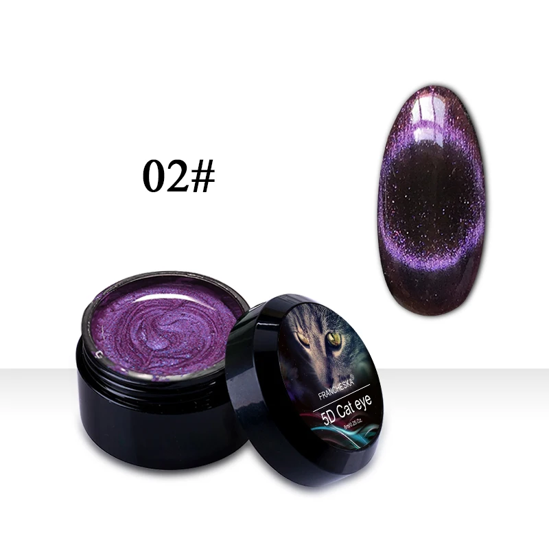 5D cat eye 02 Francheska Гель-лак для ногтей 5D эффект кошачьих глаз УФ-гель для ногтей отмачиваемый 13 цветов магнитный гель Nagels Лаки маникюрный лак - Цвет: 5D cat eye 02