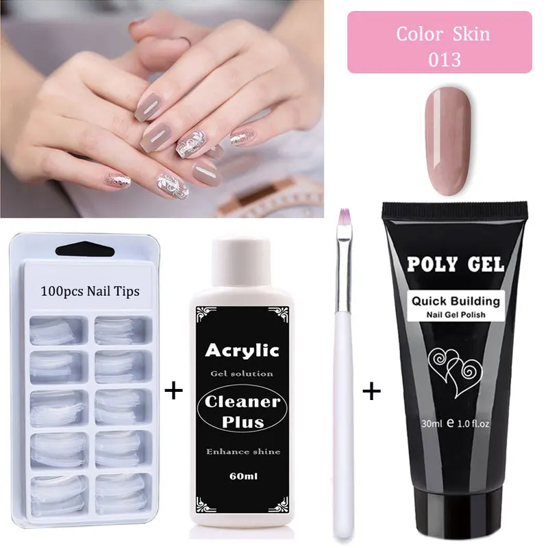 30g 4 шт./компл. Polygel наращивания ногтей акрилом поли гель Советы повышения скольжения раствор быстрого роста ногтей расширение гель для ногтей