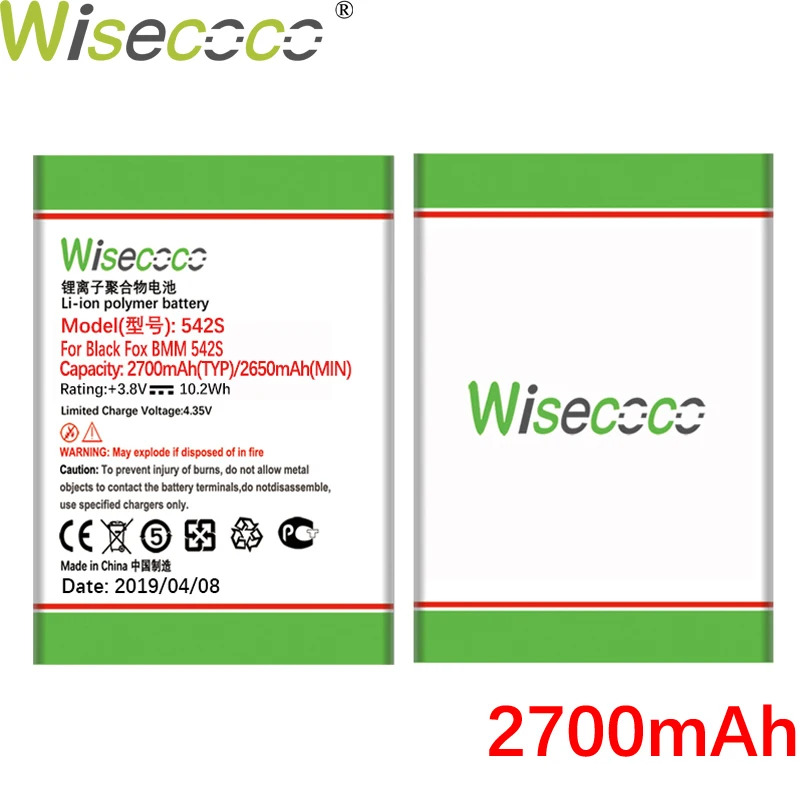 Wisecoco коллекция сокровища 542 S 2700mAh Новая батарея для Black Fox BMM 542 S 542 S сменная батарея для телефона+ номер отслеживания