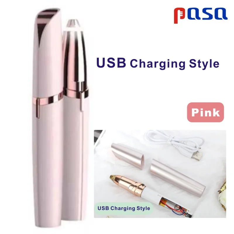 USB Charging(Pink) Электрический триммер для бровей/удаление волос для лица и бровей/мини бритва для бровей/Мгновенный безболезненный портативный эпилятор - Цвет: USB Charging(Pink)