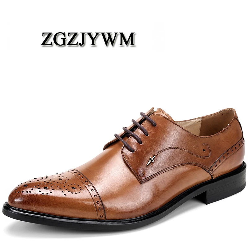 ZGZJYWM дышащие мужские деловые на шнуровке черные/коричневые/красные с острым
