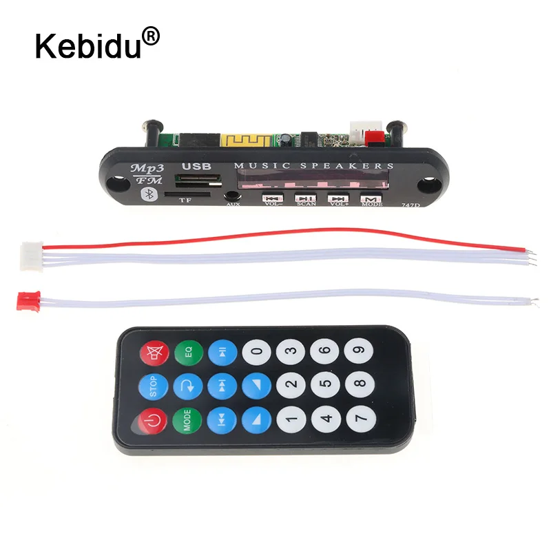 Kebidu USB TF радио FM AUX беспроводной Bluetooth MP3-плеер декодер плата модуль 5 в 12 В 24 WMA MP3