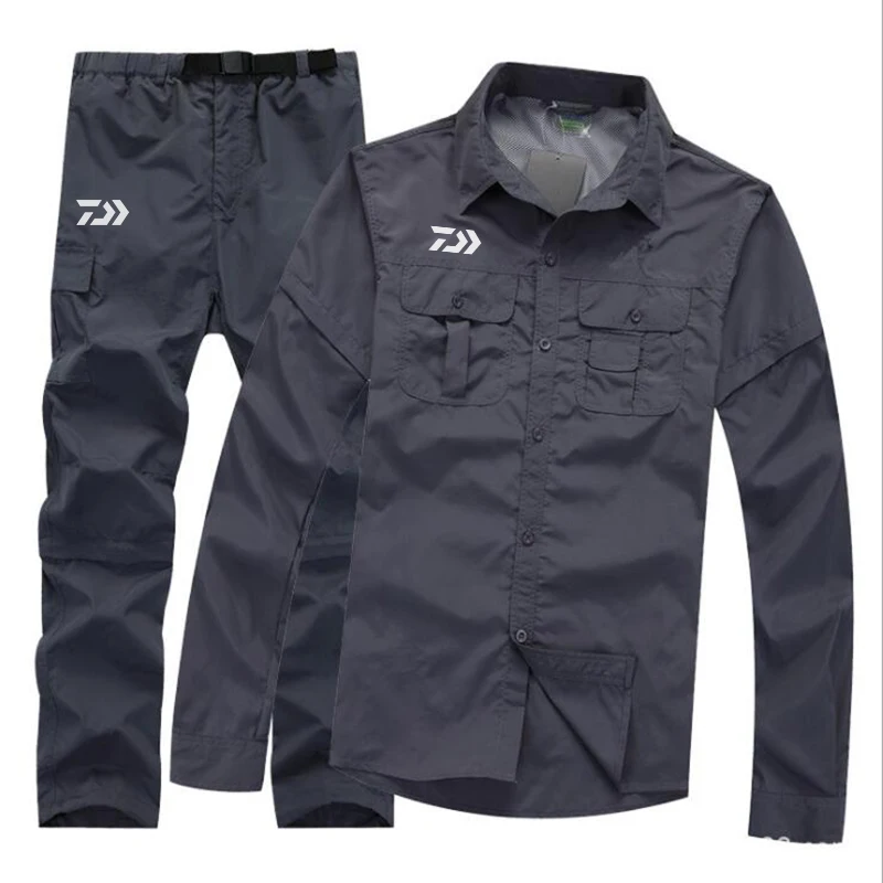 

DAIWA ветрозащитный рыболовный комплект, уличная одежда для рыбалки, дышащая антиуф быстросохнущая рыболовная одежда, непромокаемый съемный ...