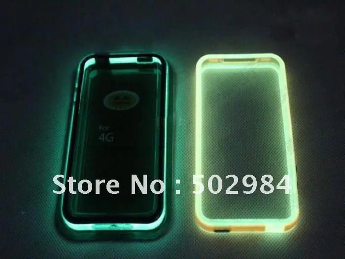 20pcs free shipping TPU Case cover for iphone 4 Glow in the Dark fluorescence Noctilucent Bumper Frame cellphone accessories NE | Мобильные