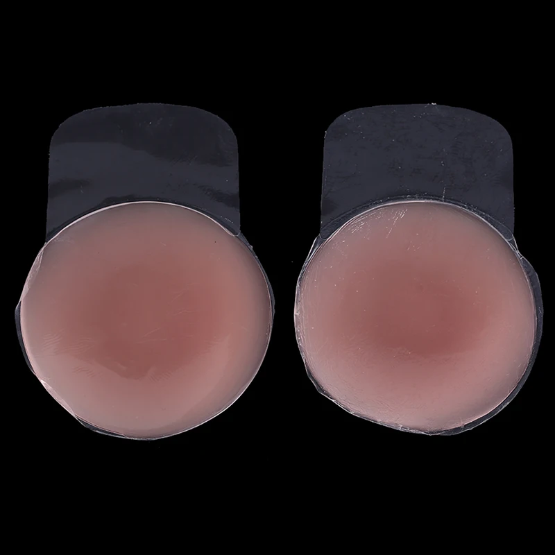 Round A 1pair Instant Boob Lift Up Tape Petals Reusable Flower Silicone Nipple Cover Breast Pasties Round Chest Stickers For Nipple - Цвет: Round A