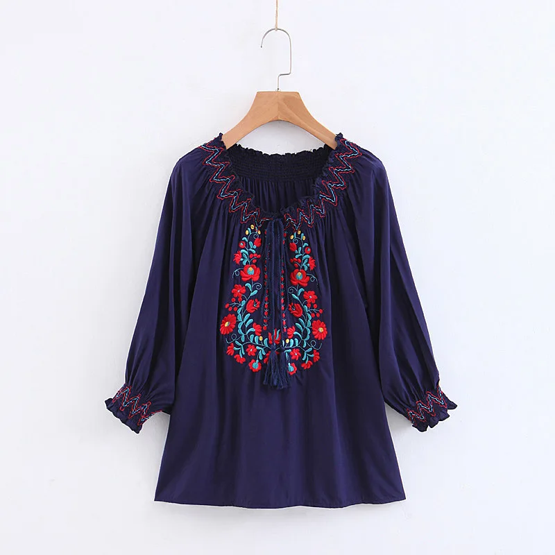 Yuuyiwa Women Blouses Shirts Women's new wholesale flowers embroidered fringed jacket Tops Blusas Mujer De |