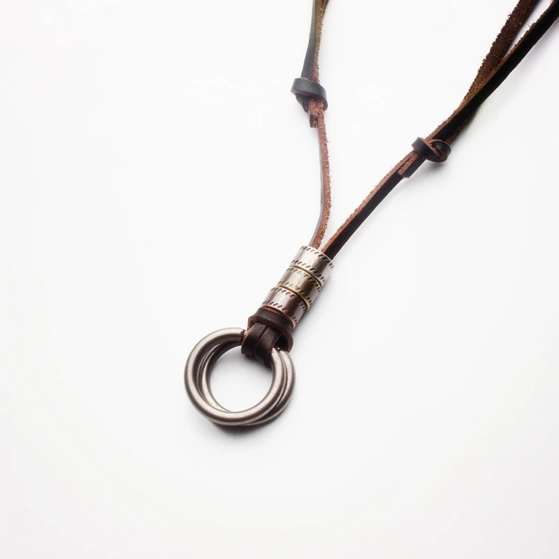HOTSALE Genuine leather male necklace high quality handmade cowhide men pendent retro charming jewelry resizable DROP SHIPPING | Украшения