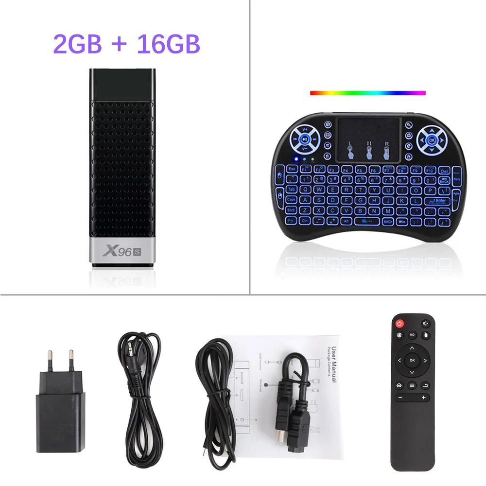 2G 16G i8 Blacklit ТВ-палка Android 9,0X96 S 4 ГБ 32 ГБ четырехъядерный процессор Amlogic S905Y2 4K 2,4G& 5GHz двойной Wifi Bluetooth 4,2 1080P H.265 ТВ-палка Android tv - Цвет: 2G 16G i8 Blacklit
