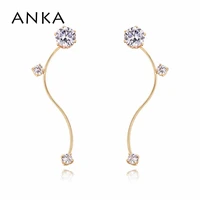 anka luxury handmade geometric stud earrings arc wire hoops wave shape zircon gold color earrings jewelry for women 123005