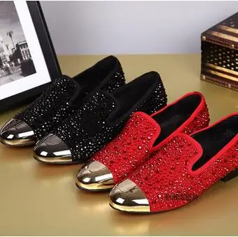 Горячий Красный черный Кристалл Шпильки shoesRhinestone Весна/Осень Скольжения На