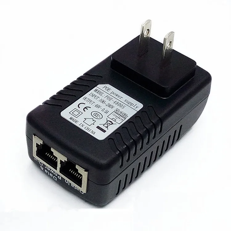 DC48V 0.5A 10/100 Мбит/с PoE Инжектор питания через Ethernet адаптер pin 4/5 (+) 7/8 (-) AC100-240V IP Камера