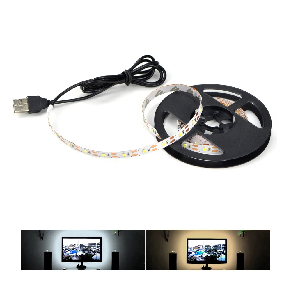 DIY DC5V источник питания 3528 SMD USB Светодиодная лента светильник 50 см 1 м 2 3 4 5 для ТВ
